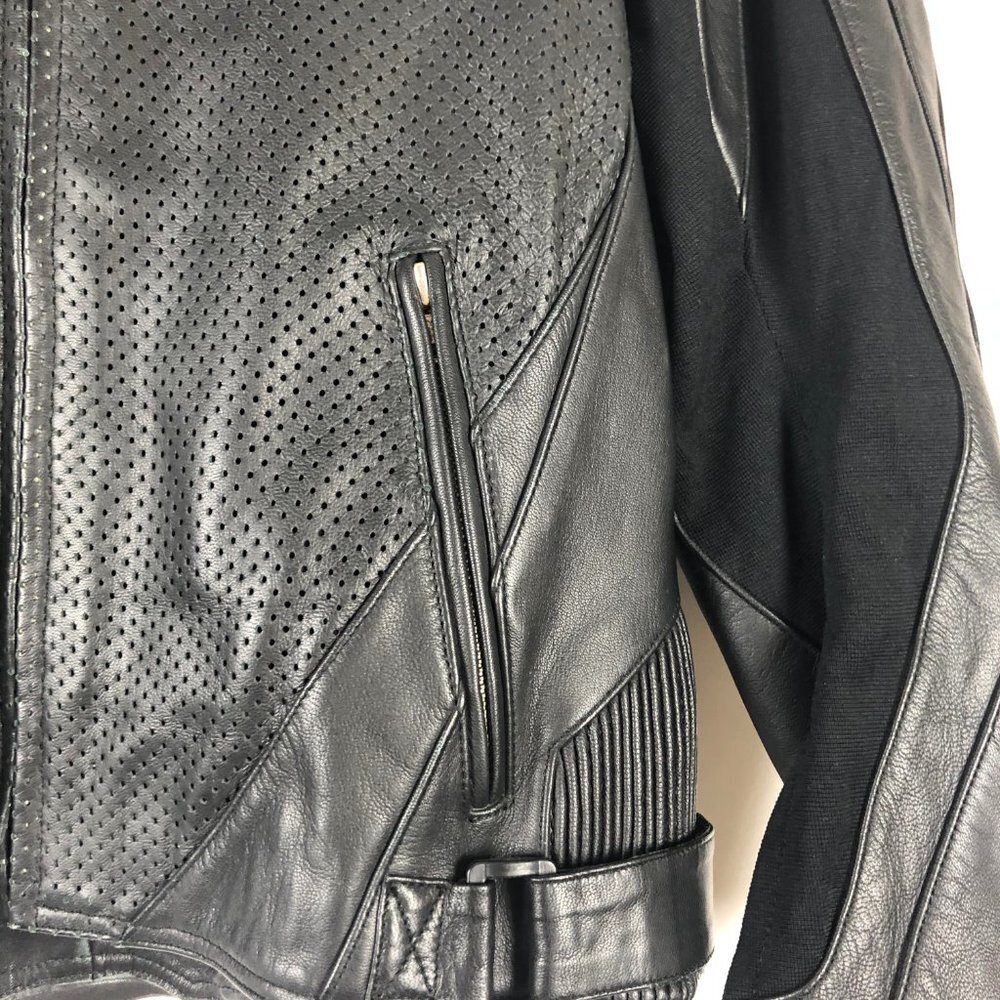 TEKNIC Men's Black Leather Motorcycle Jacket Sz 44 - Picture 3 of 8